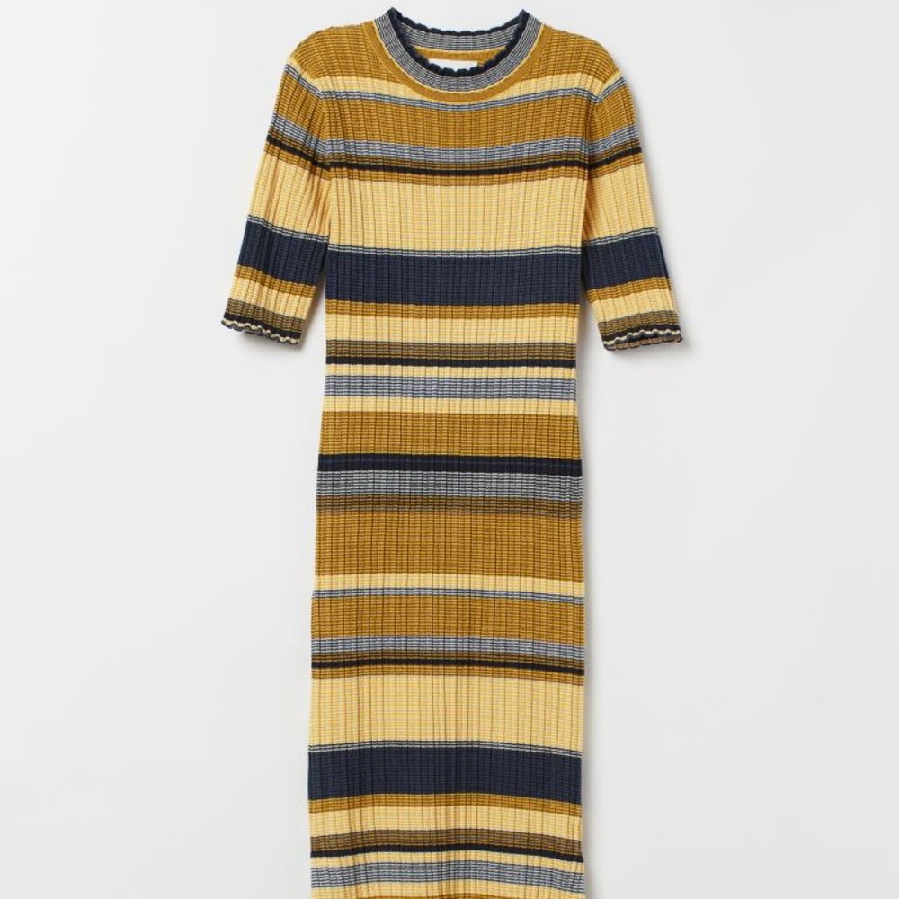 H&M Yellow Stripped Ribbed Dress